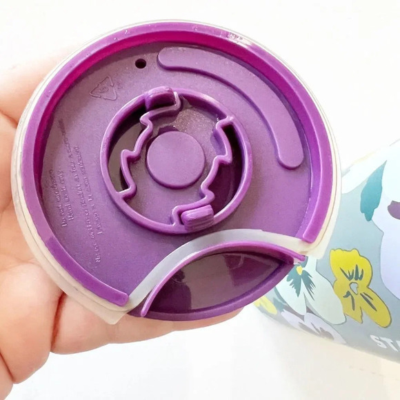 Starbucks Coffee Cup Teal Purple Pansies Floral Ceramic Travel Mug‎ 12 Oz Sipper - Picture 9 of 10